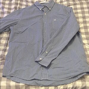 Chaps Navy and White Gingham Men's Shirt